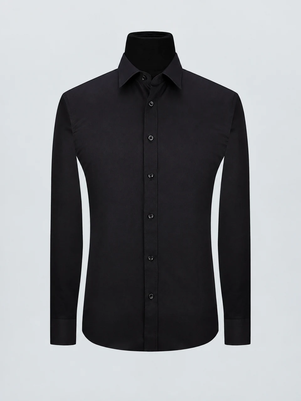 Jude Point-Collar Shirt — Black — Product front