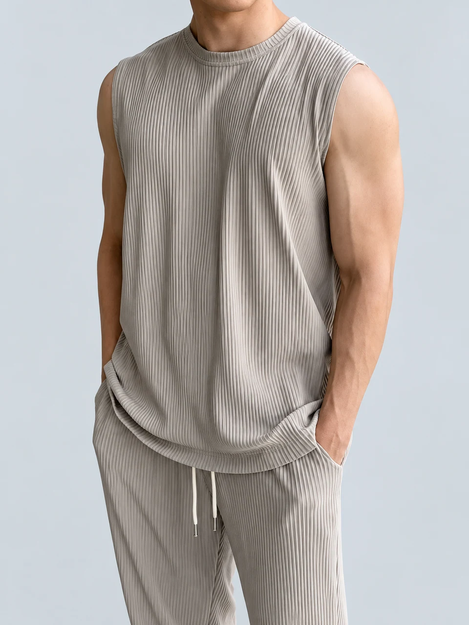 Ellis Casual Set — Beige — Top detail