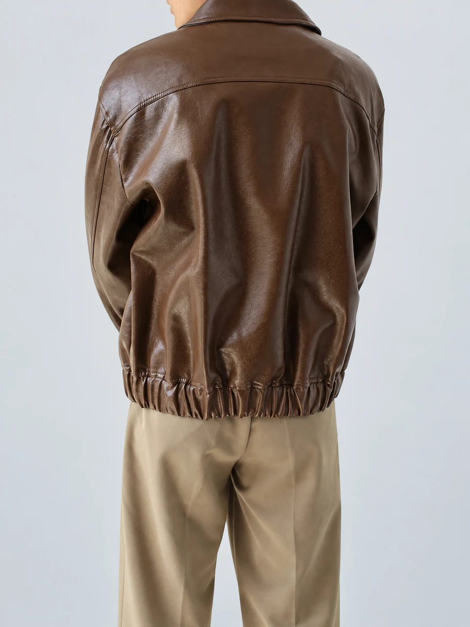 Blake PU Zip Jacket — Brown — Back