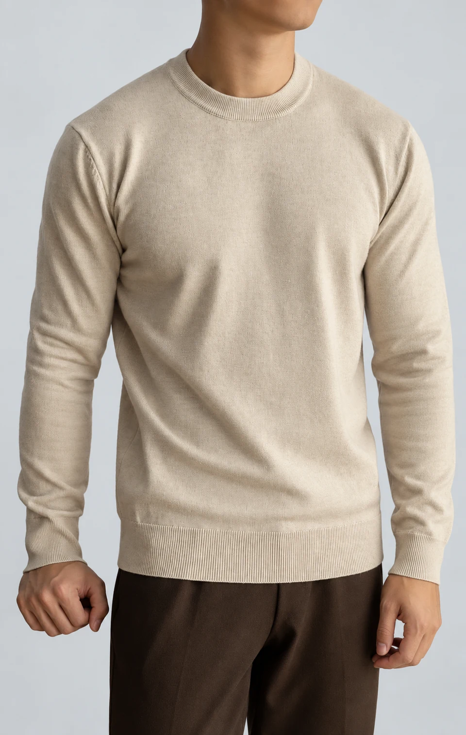 Rowan Crew Neck Sweater — Oatmeal — Product photograph
