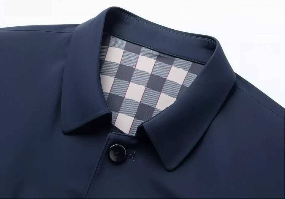 Nolan Jacket — Navy Blue — Collar lining detail